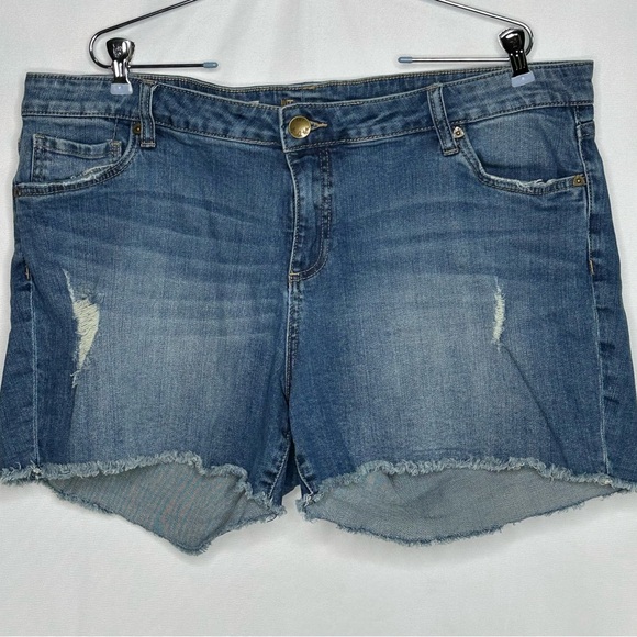 Kut from the Kloth Fray Short Distressed Denim Shorts Boho Y2K‎ Sz 18W - Picture 1 of 14